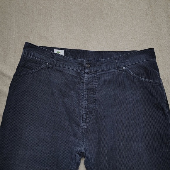 Lacoste Mens Corduroy Pants Size W37 L33 Dark Gray Casual Trousers Button Fly - Picture 3 of 10